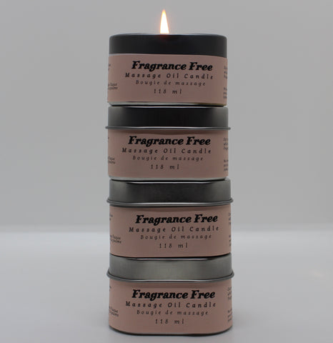 Fragrance Free - 4 massage oil candles (4x118ml). (Free Shipping)